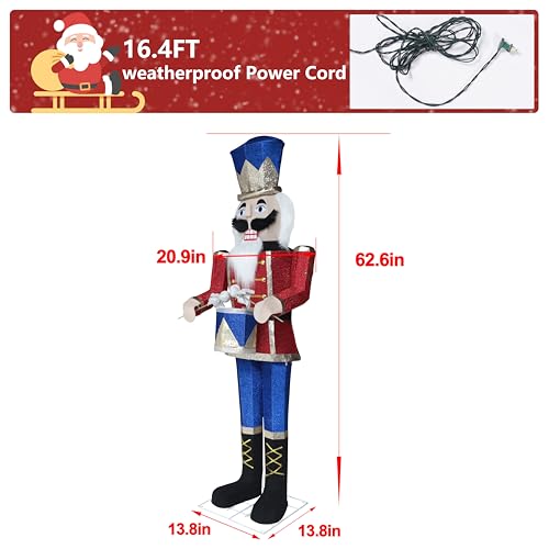 5FT Outdoor Lighted Nutcracker Christmas Decoration with Drum V9276
