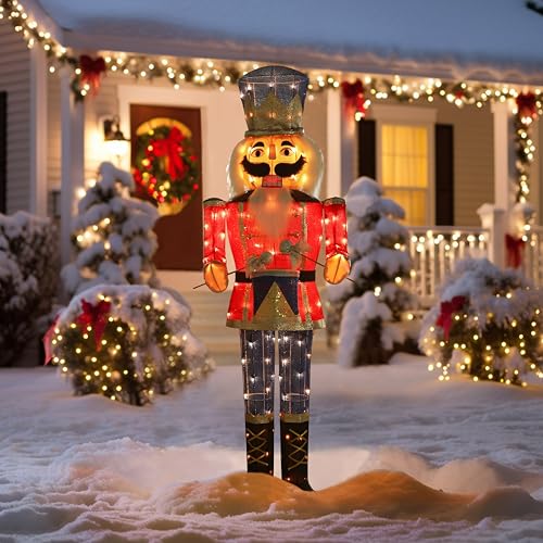5FT Outdoor Lighted Nutcracker Christmas Decoration with Drum V9276