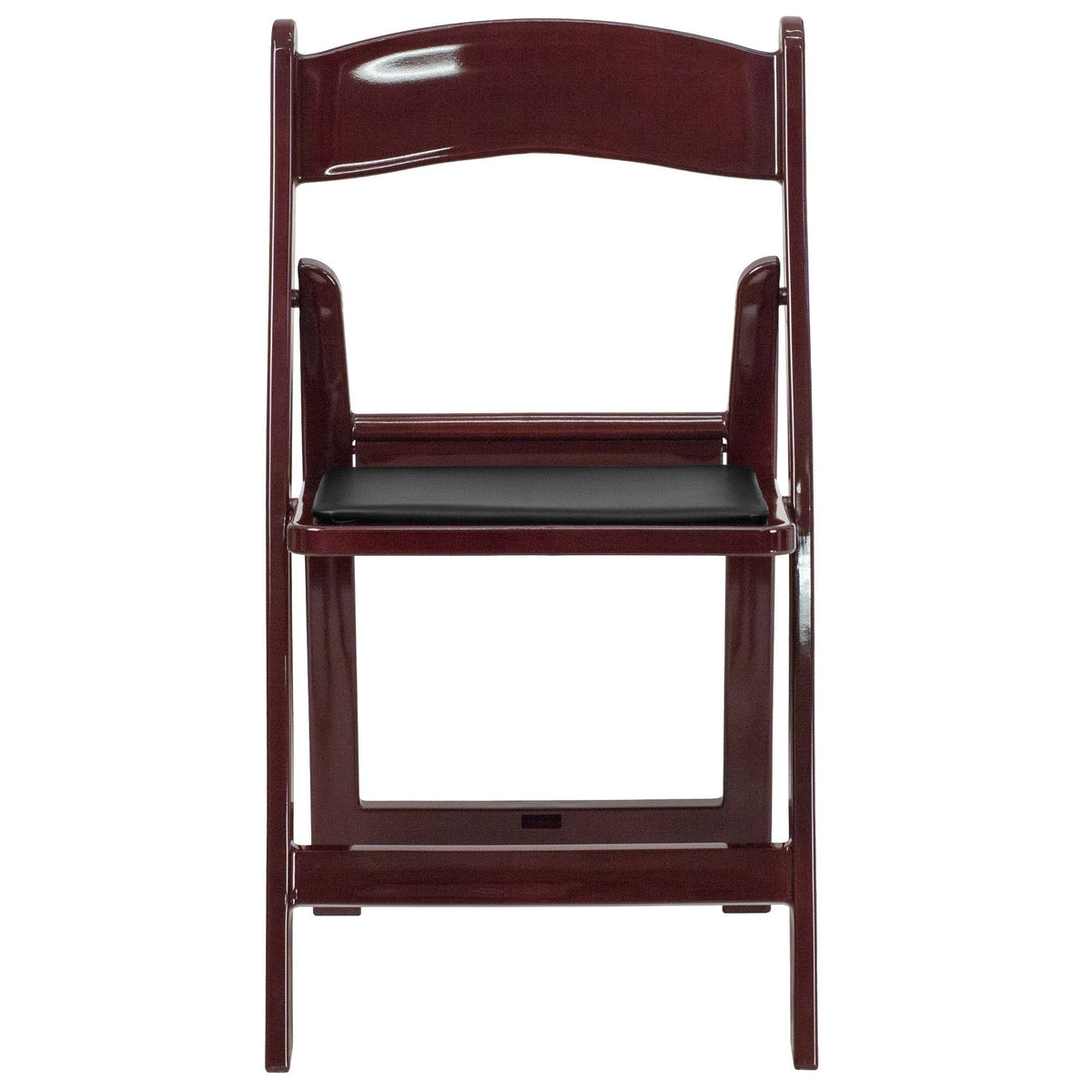 4 Pk Red Mahogany Resin Folding Chair with Black Vinyl Padded Seat U88873