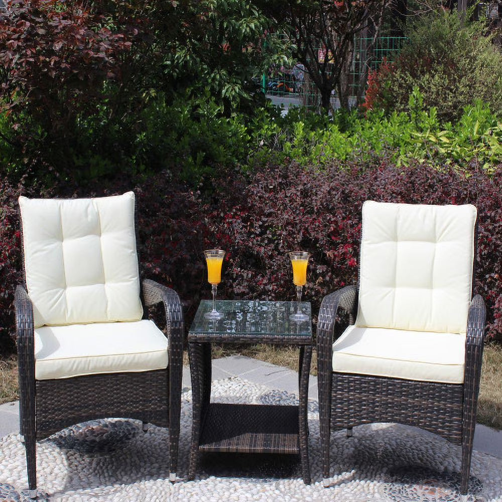 Beige Cushion Wicker Rattan 3 Piece Sectional Sofa D801732