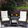 Beige Cushion Wicker Rattan 3 Piece Sectional Sofa D801732