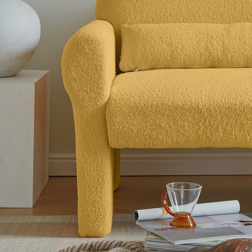 Small Modern Boucle Accent Chair with Lumbar Pillow U350724