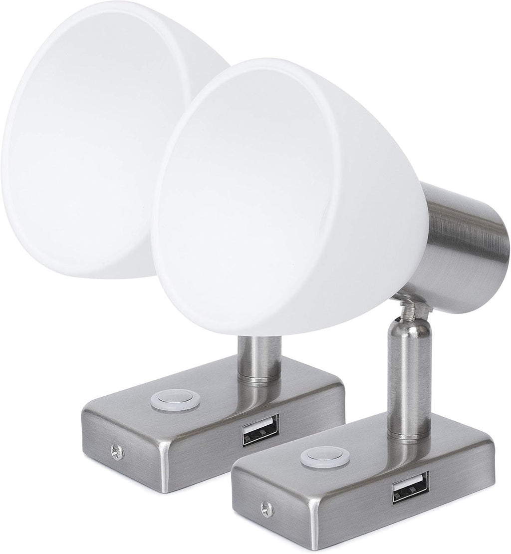 12V LED RV Interior Reading Light 3W with USB Port Touch Switch Dimmable Warm Two Pack M849156