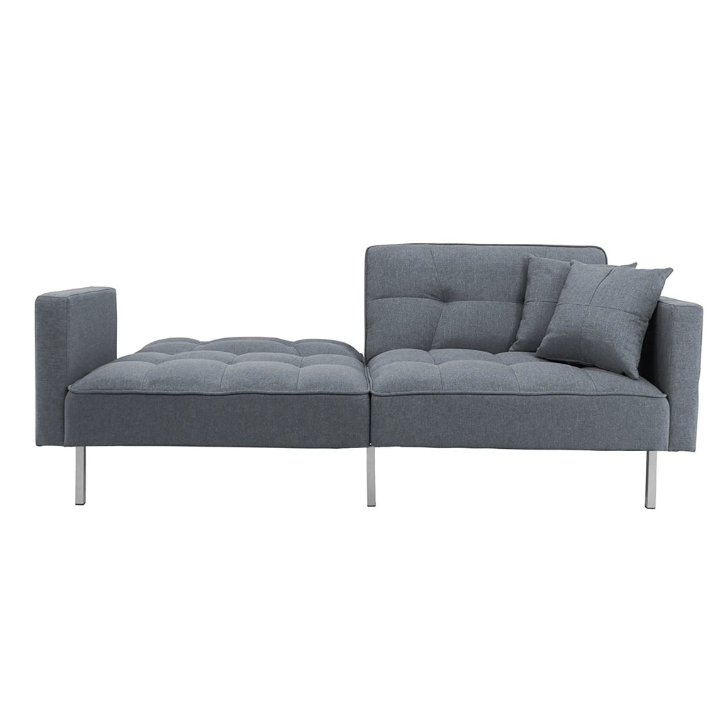 Dark Gray Linen Convertible Futon Sofa Bed J44438