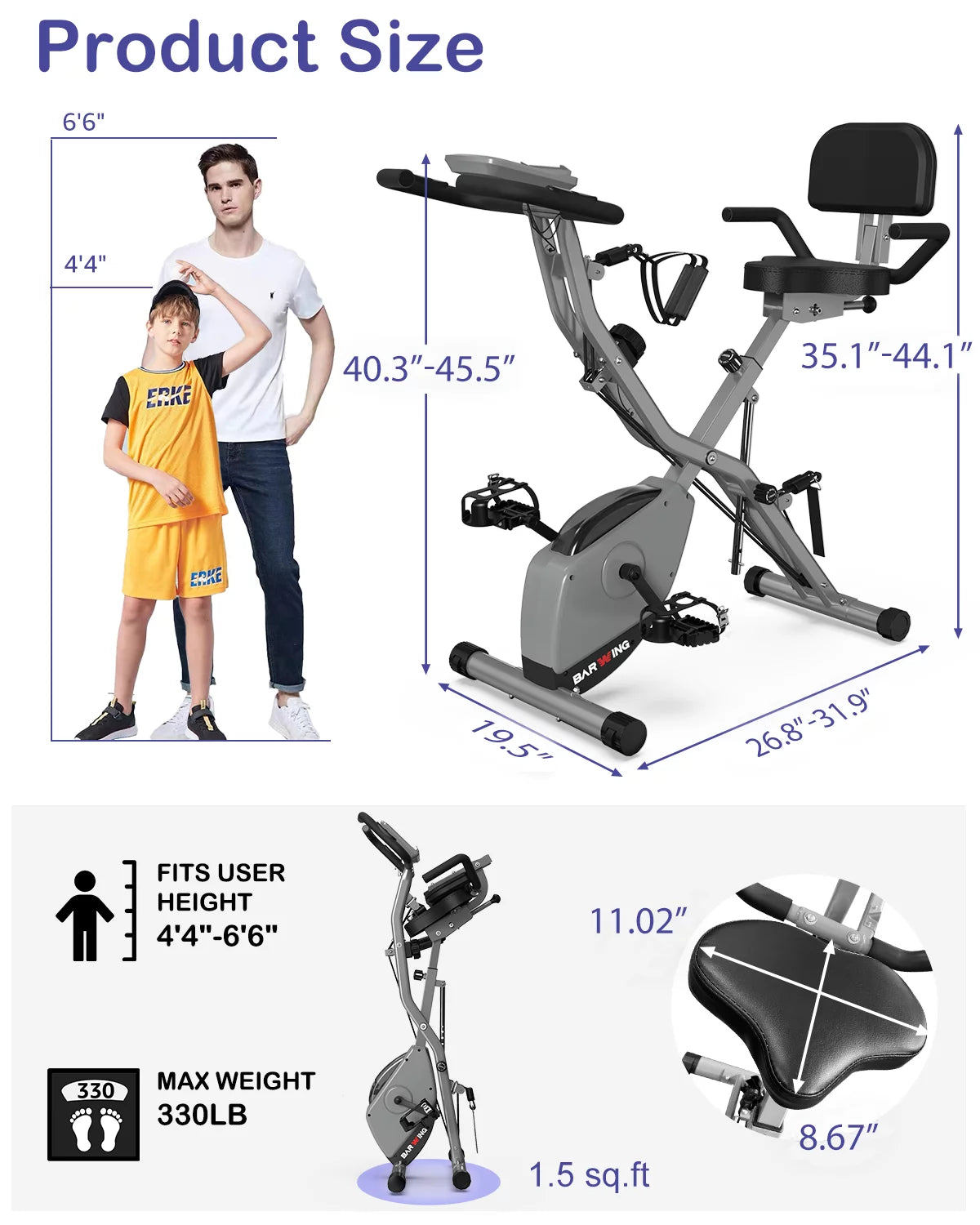 Folding Indoor Cycling Bike 330LB Capacity Magnetic Resistance G3176