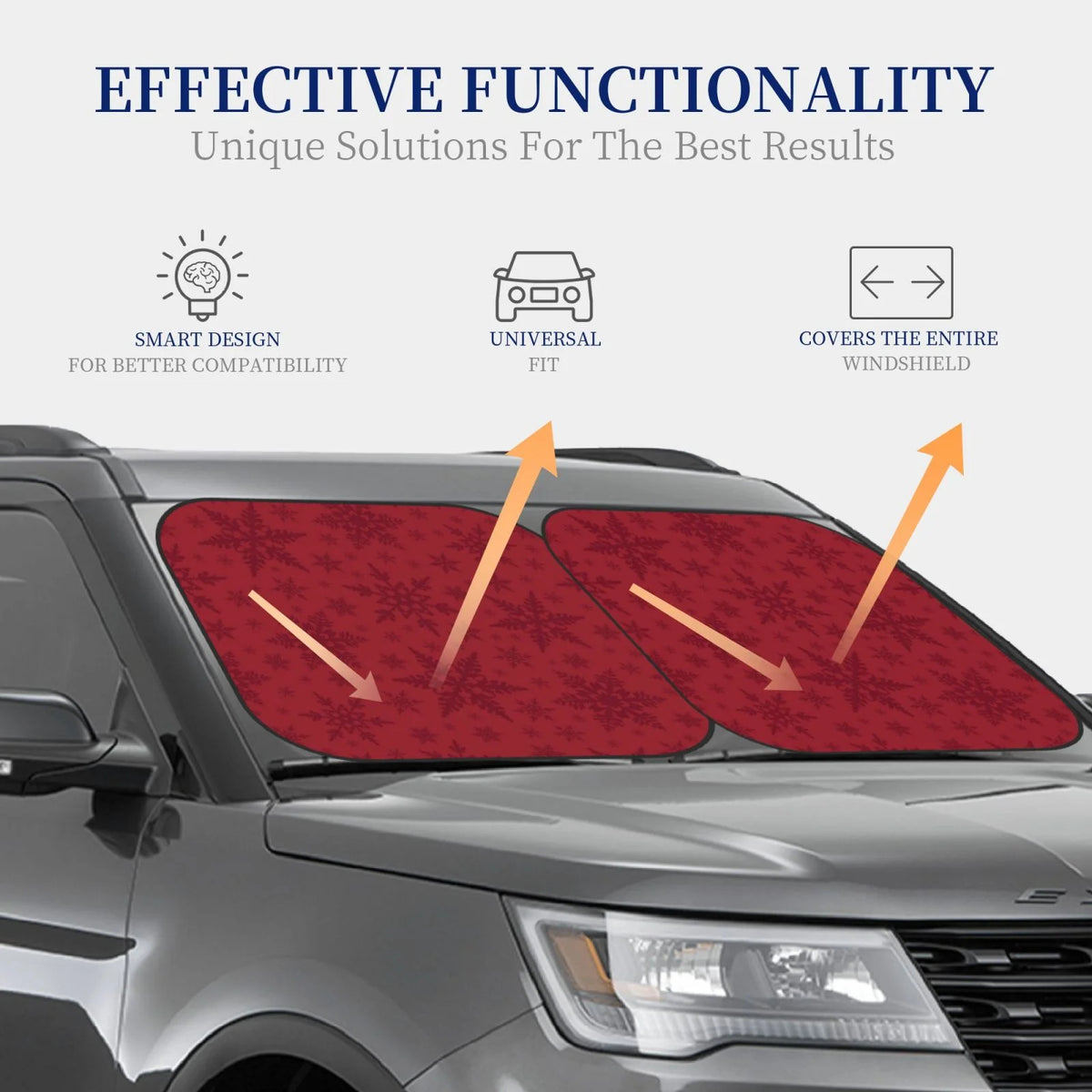Christmas Red Snowflakes 2 Pack Foldable Car Windshield Sun Shade R379