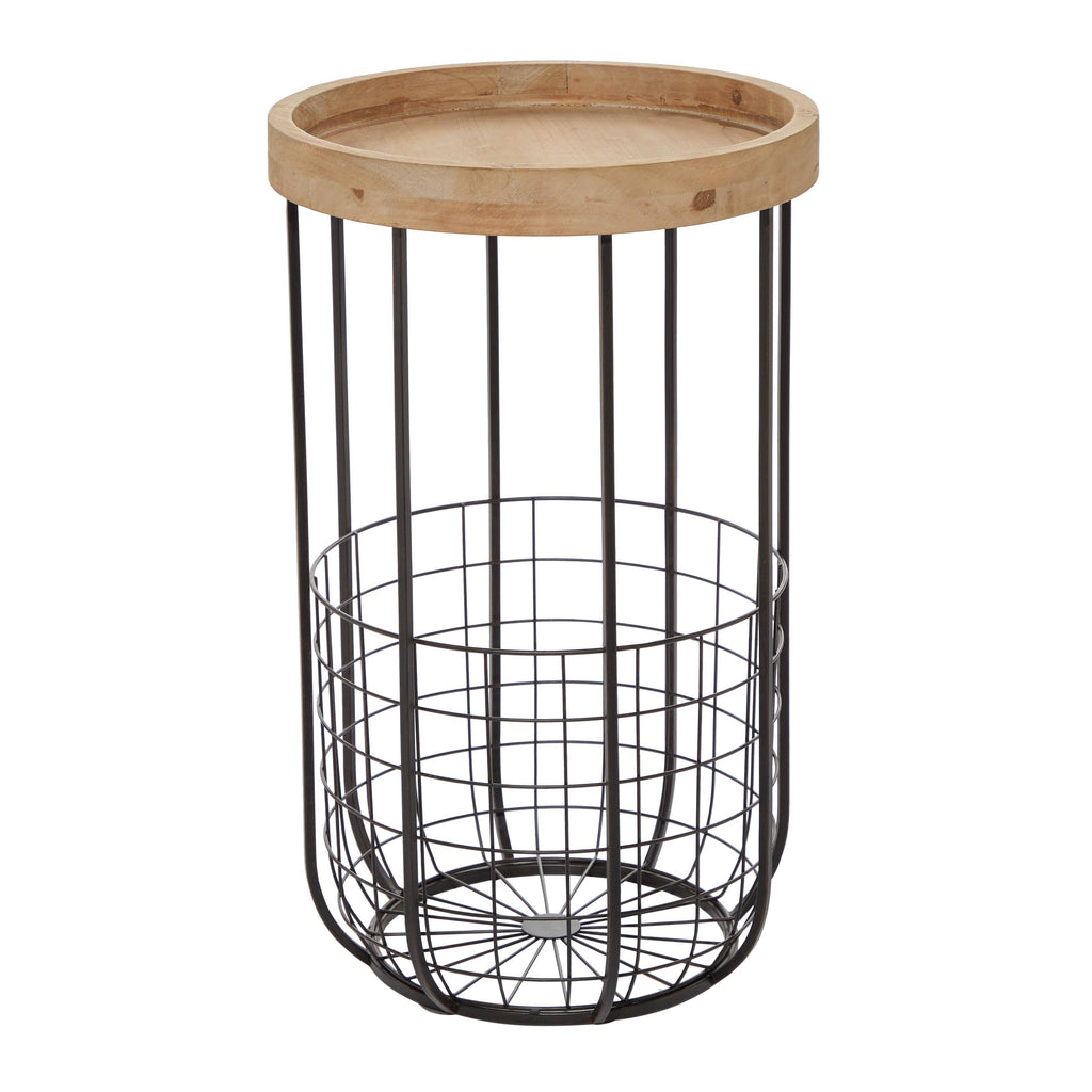 Black Metal Industrial Accent Table T8108