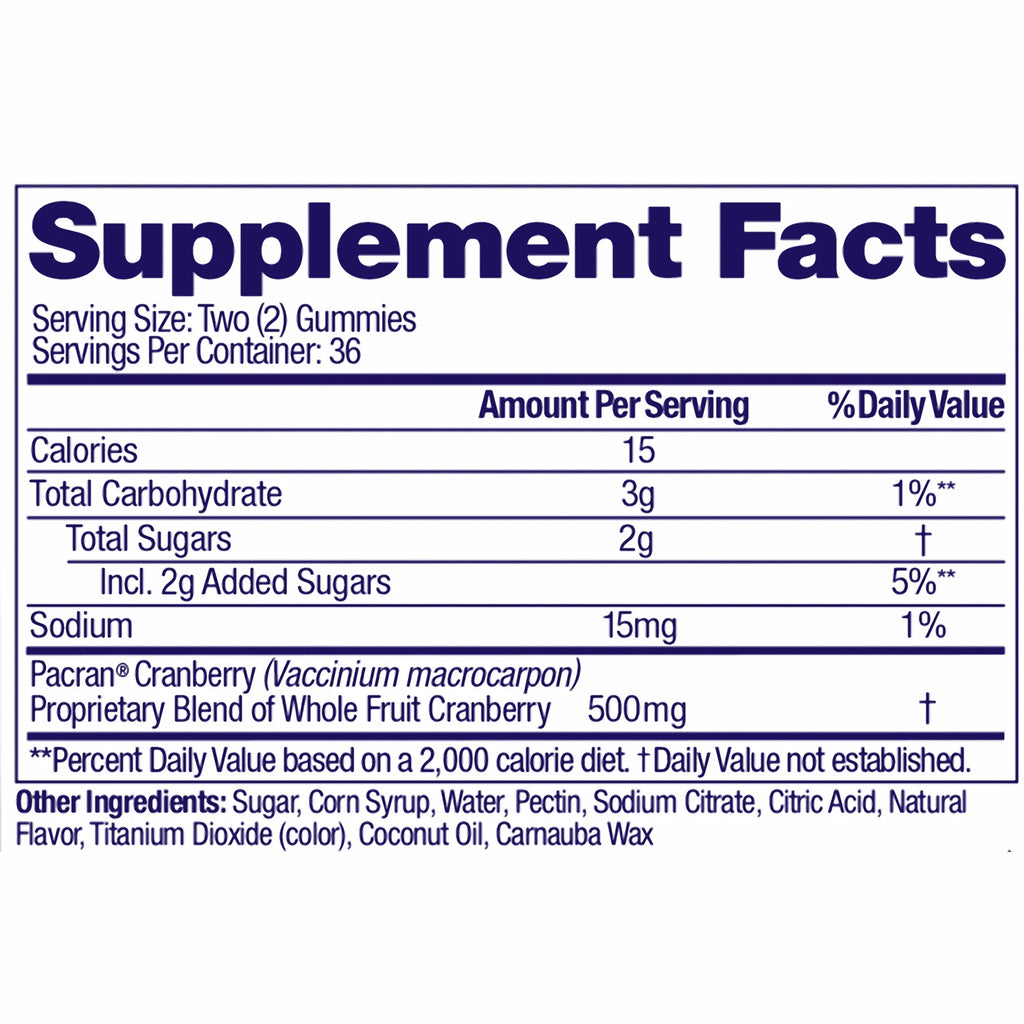 Cranberry Urinary Tract Health Gummies Dietary Supplement, Mixed Berry, 40 Gummies F431