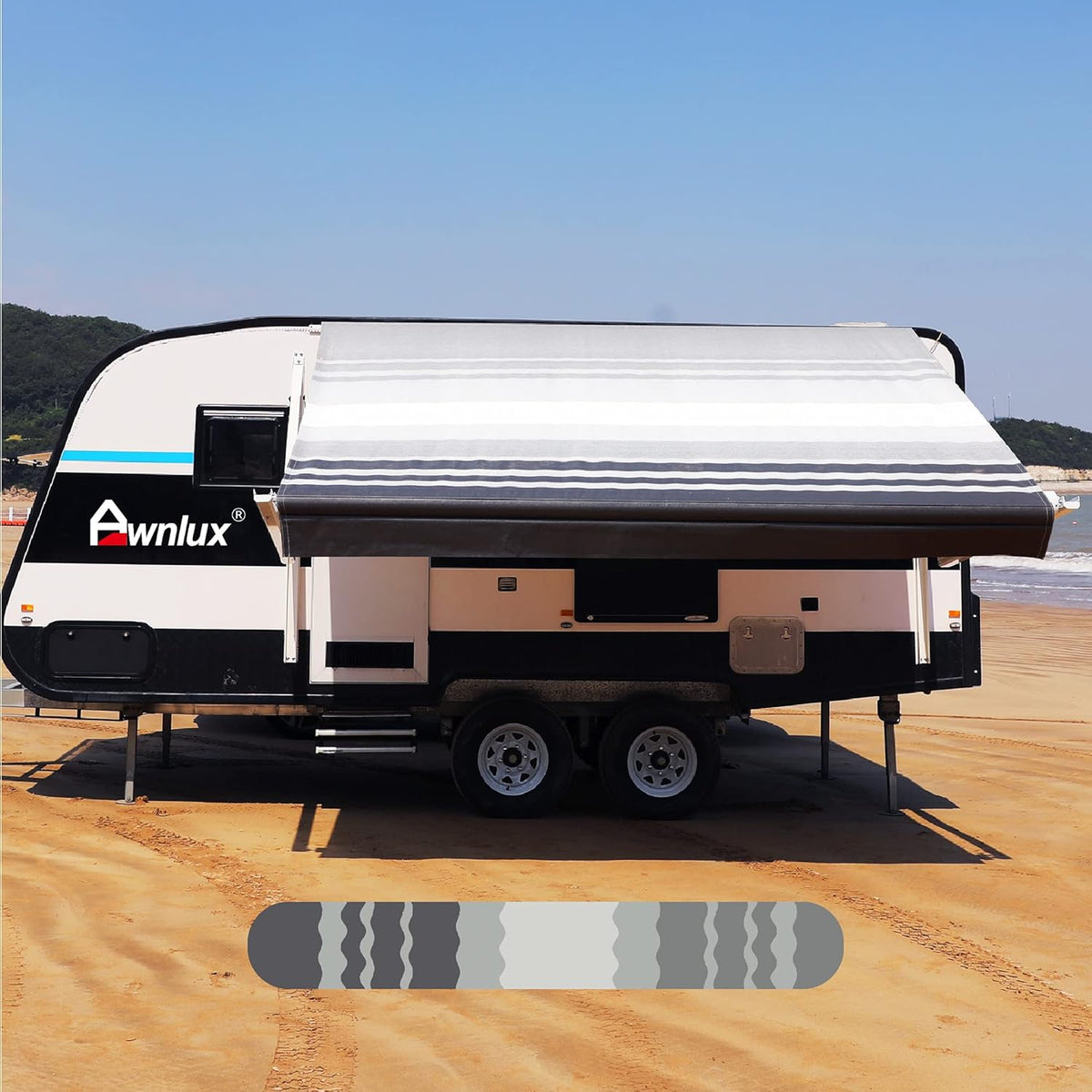 Ocean Blue 12' 4-Ply Vinyl RV Awning Fabric Replacement T666077