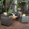 4 Pc Gray Club Chair Set with Wood Coffee Table J319906