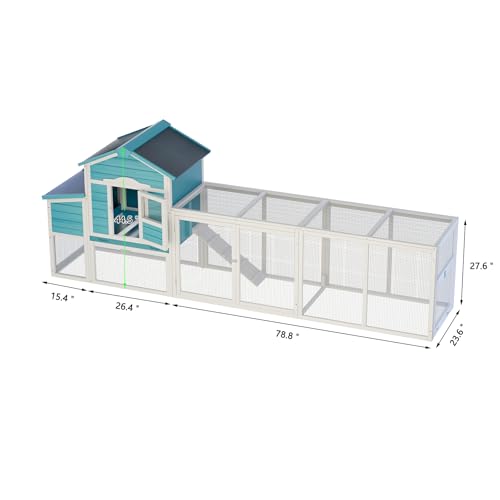 120'' Large Wooden Chicken Coop with Run S7504