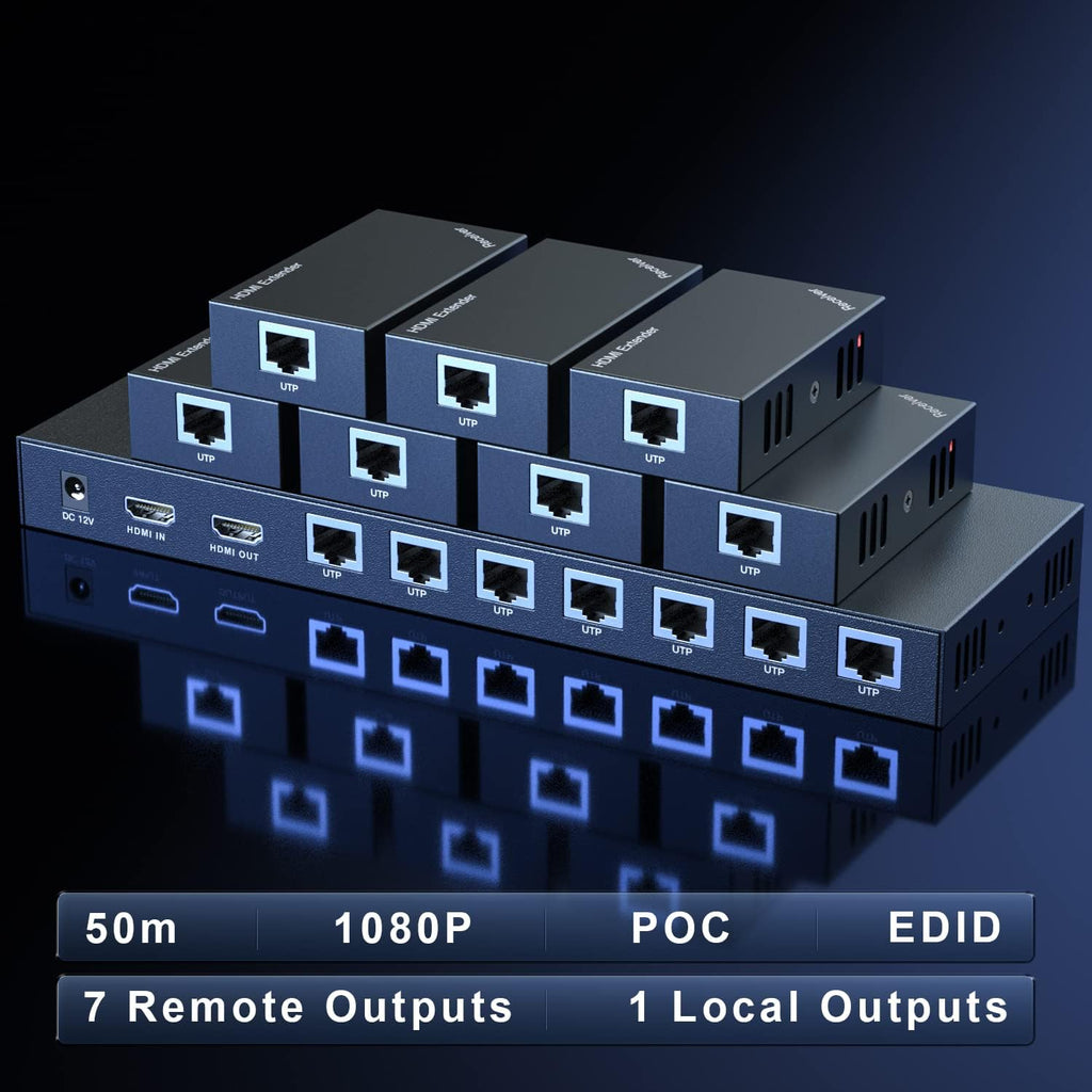 HDMI Extender Splitter 1x2 1080P@60Hz Over Cat 5E/6/7 Ethernet Cable 50m K340193
