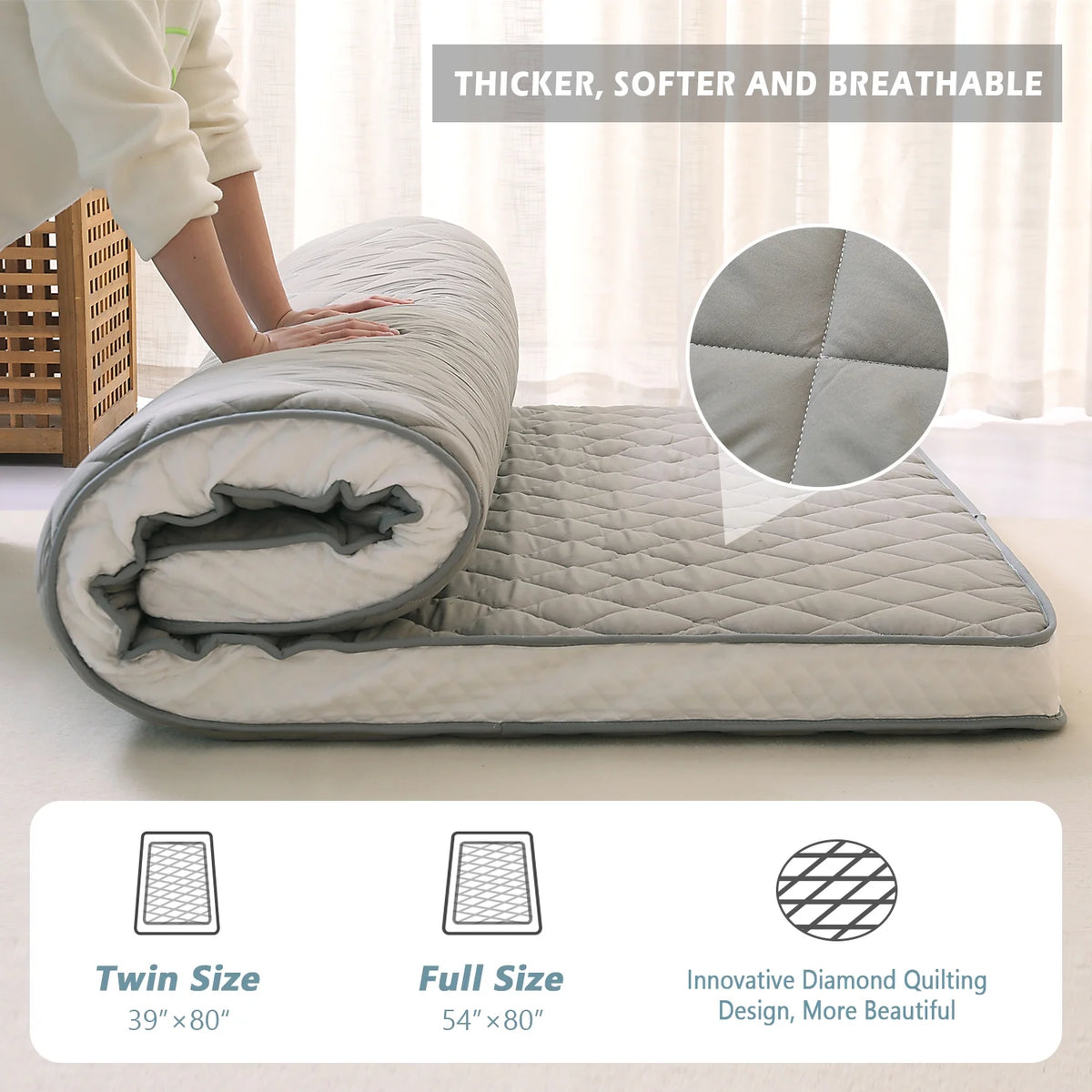 Gray Twin Quilted Futon Mattress X2837