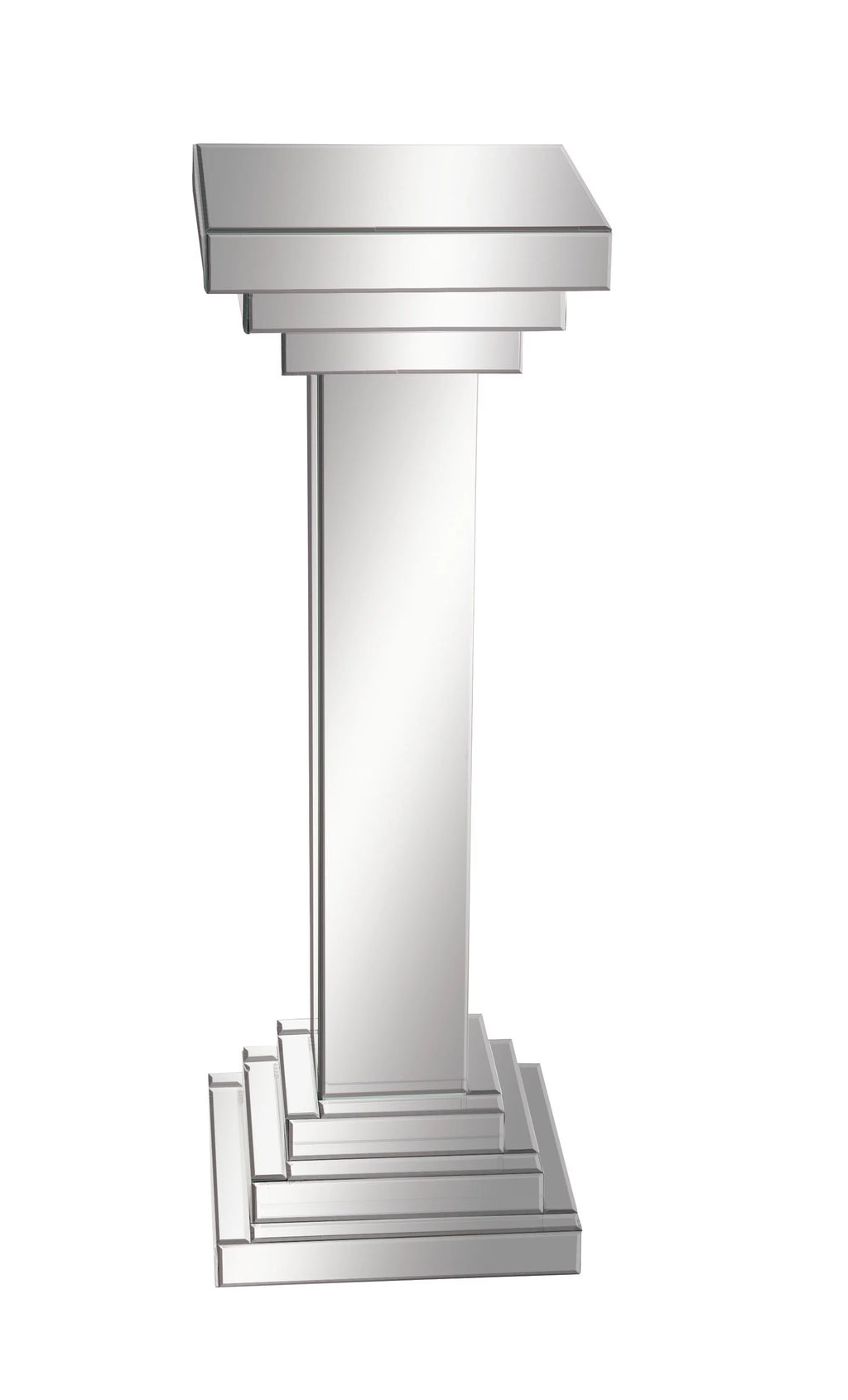 12" x 36" Silver Glass Mirrored Pedestal Table X9327