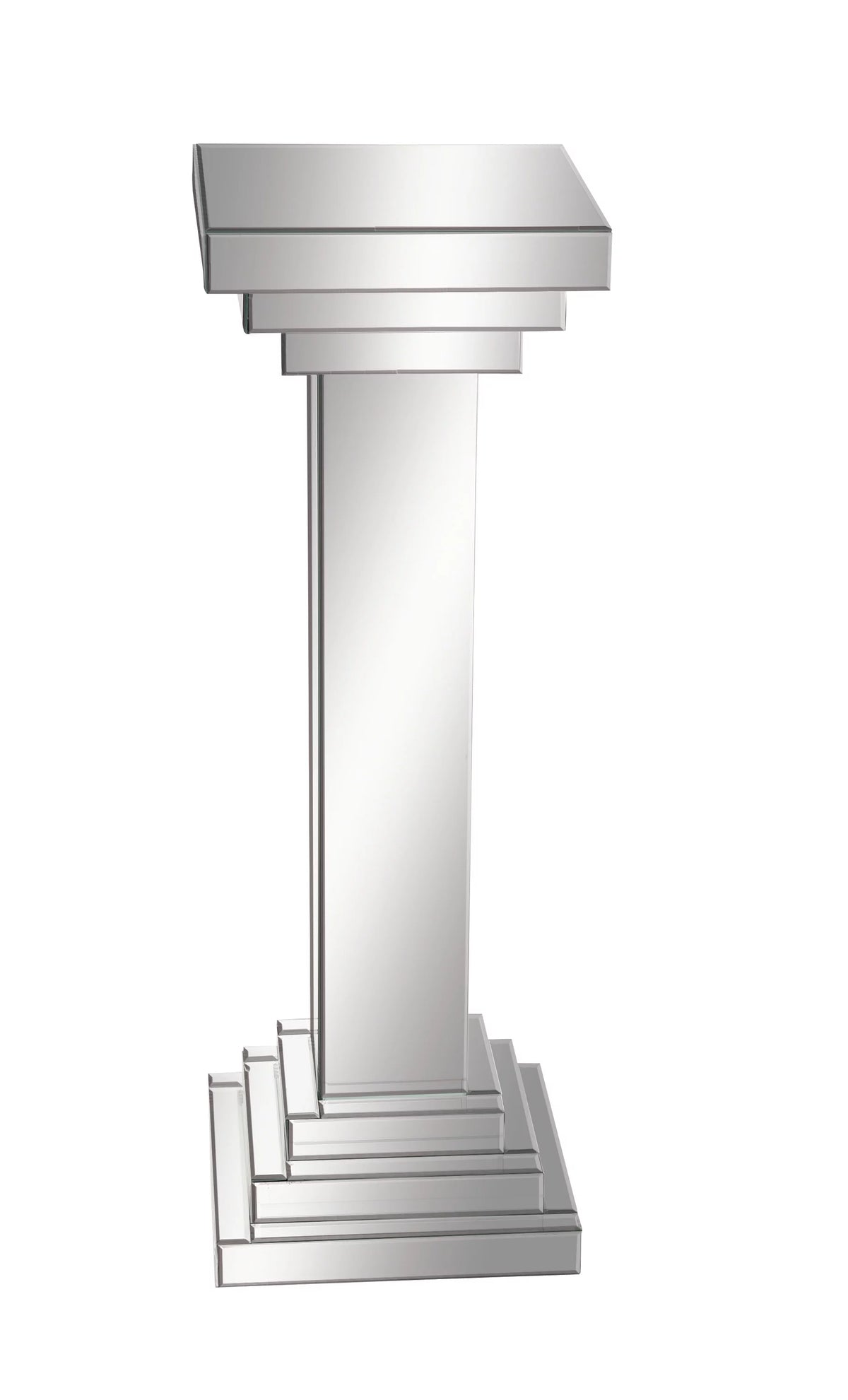 12" x 36" Silver Glass Mirrored Pedestal Table X9327