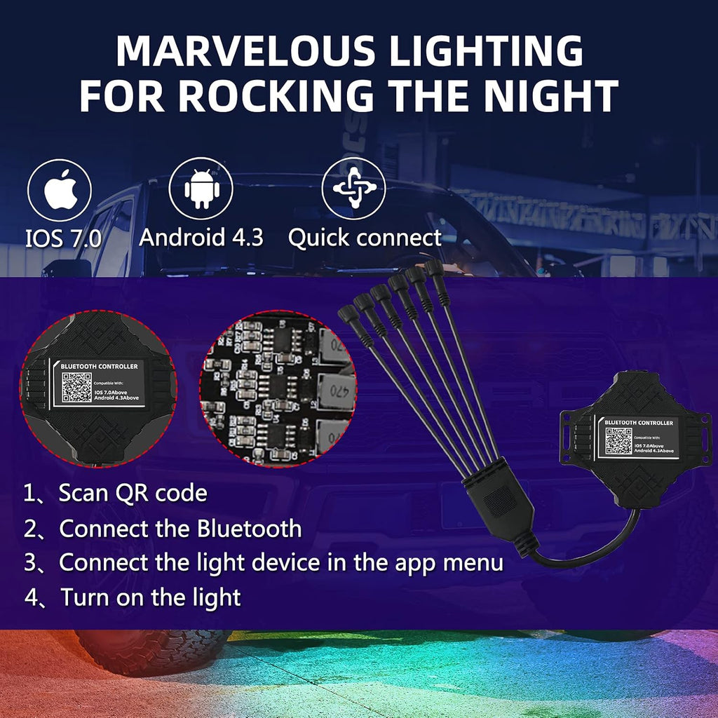18 LEDs Multicolor Waterproof Aluminum Underglow Light Kit Pack of 2 I39950