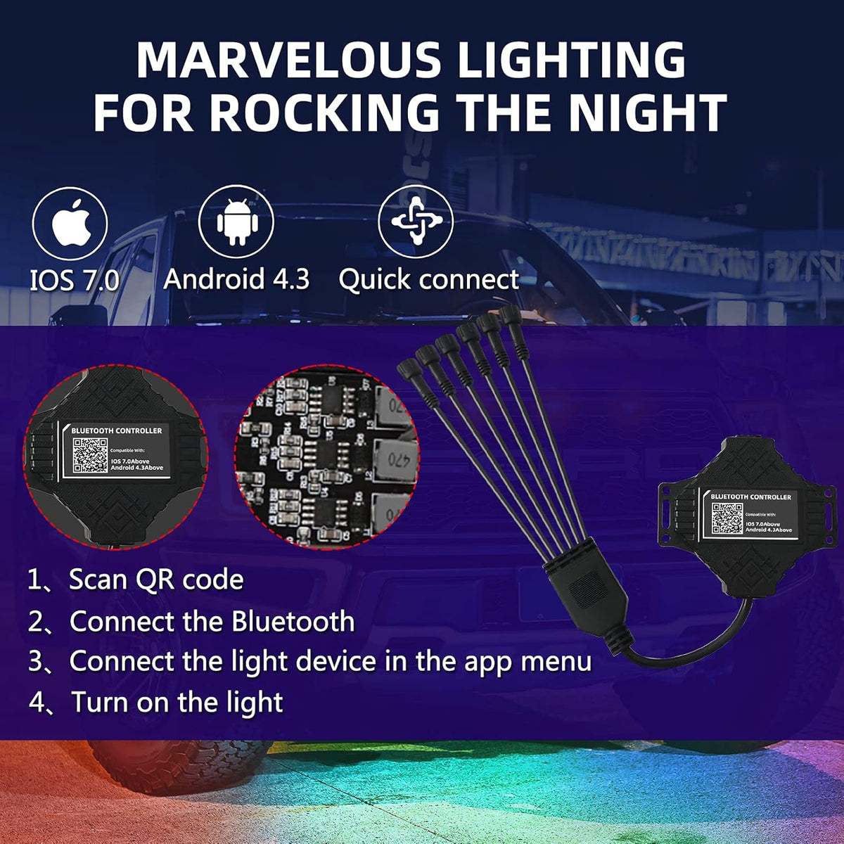 18 LEDs Multicolor Waterproof Aluminum Underglow Light Kit Pack of 2 I39950