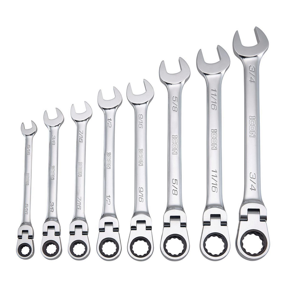 8-Piece SAE Ratcheting Combination Wrench G690376