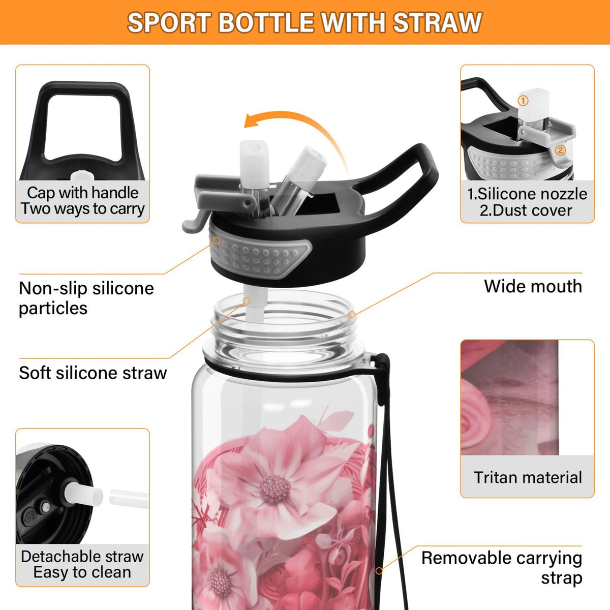 32oz Leakproof Tritan Water Bottle with Straw G99700