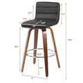 Swivel Wood Bar Stools PU Leather Upholstered Counter Stools Set of 2 Black Total Height 39.4" J8602