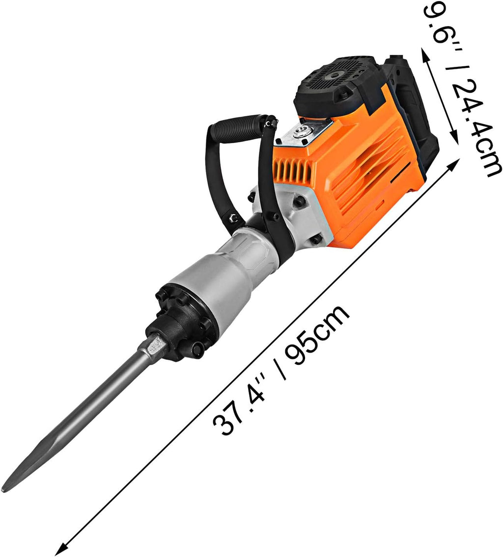 3500W Electric Demolition Hammer Concrete Breaker with Flat Chisel Bull Point Chisel S963215