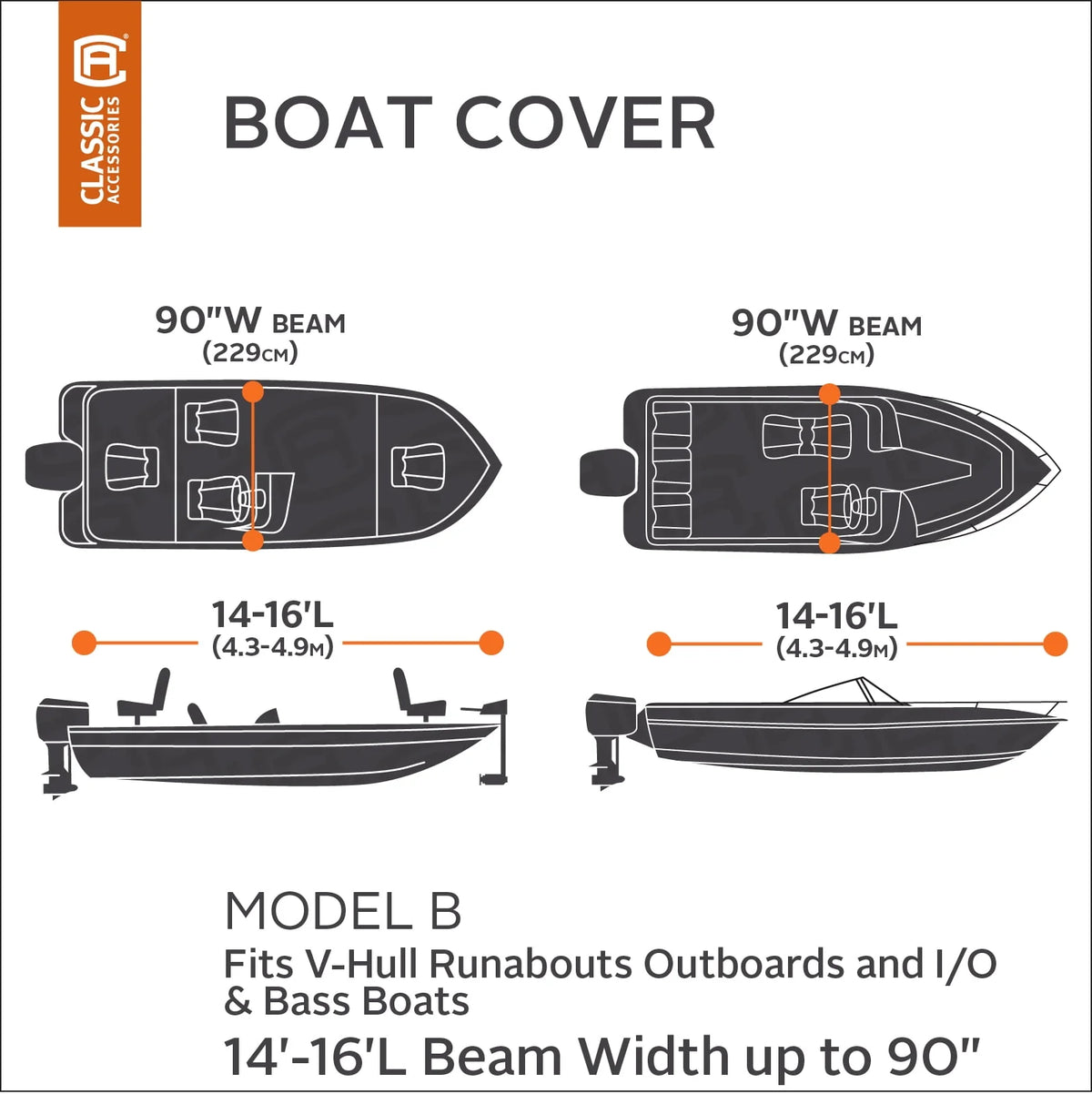 Heavy-Duty Boat Cover 12 Ft. - 14 Ft. Long x 68 In. Wide C116
