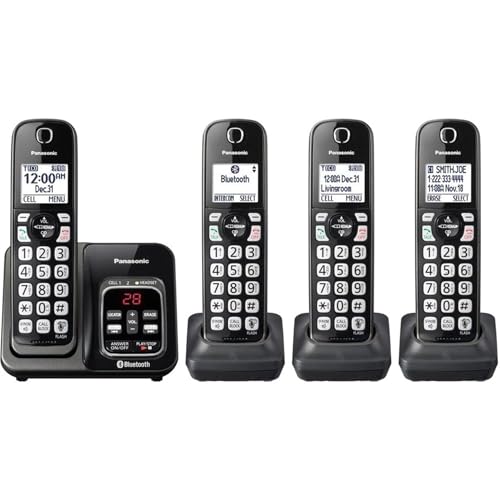 Metallic Black Cordless Phone System with 3 Handsets I965965