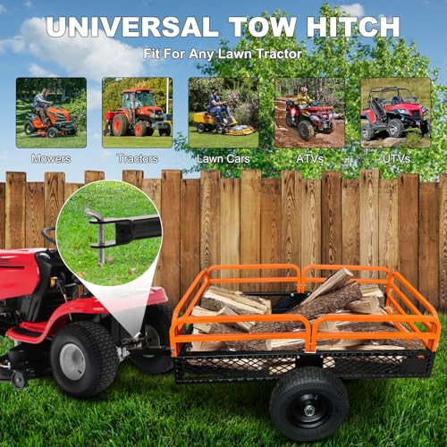 Heavy Duty Steel Utility Dump Cart 1600 Lb Capacity 15 Cubic Feet with Removable Sides Tilt Bed Q39077