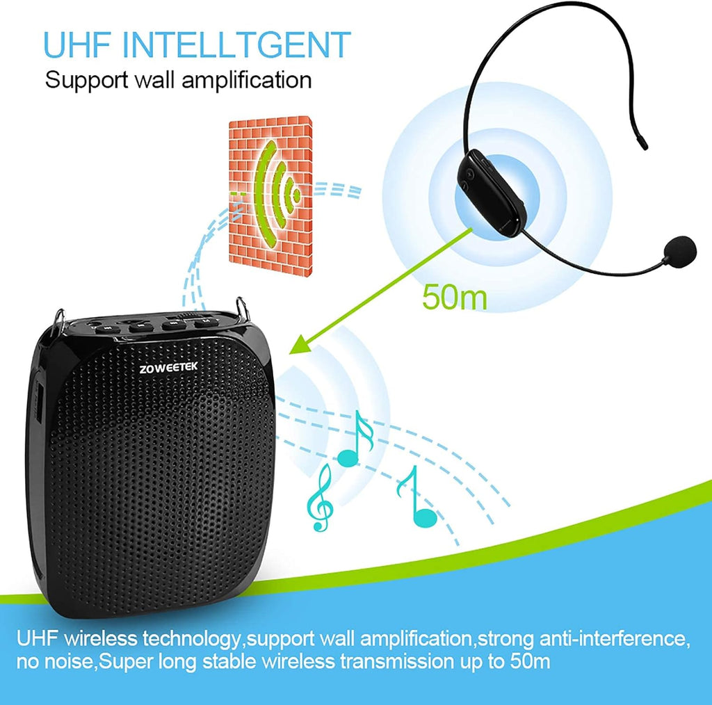 10W Portable Rechargeable Voice Amplifier with UHF Wireless Microphone Headset N615