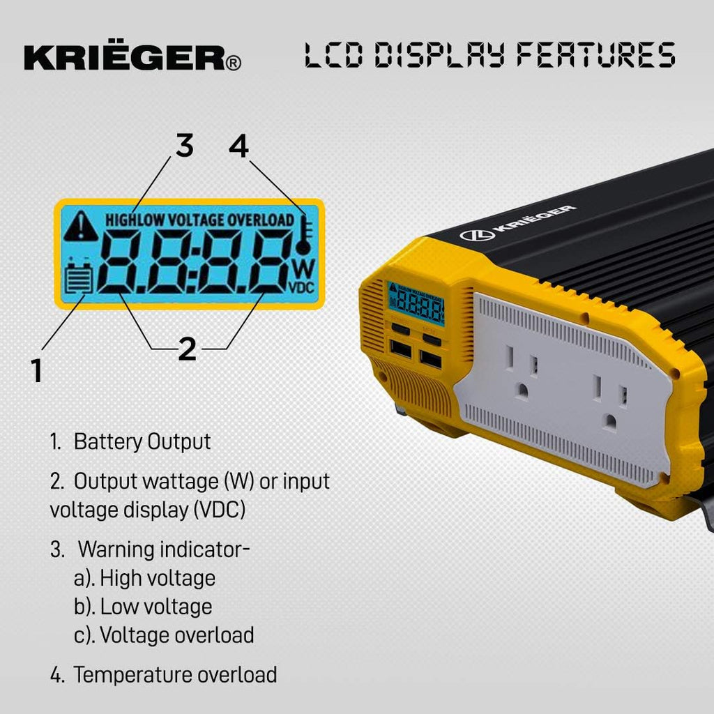 2000 Watts 12V to 110V Modified Sine Wave Power Inverter J30033