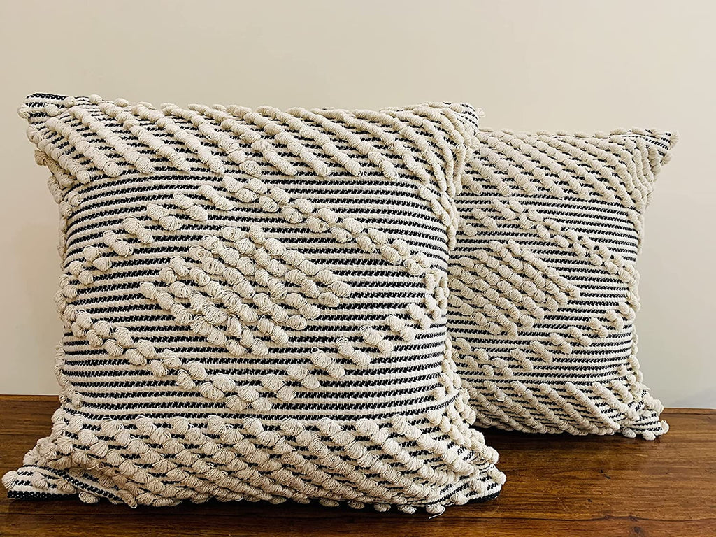 Boho Tufted Throw Pillow Covers 18x18 Set of 2 O348042