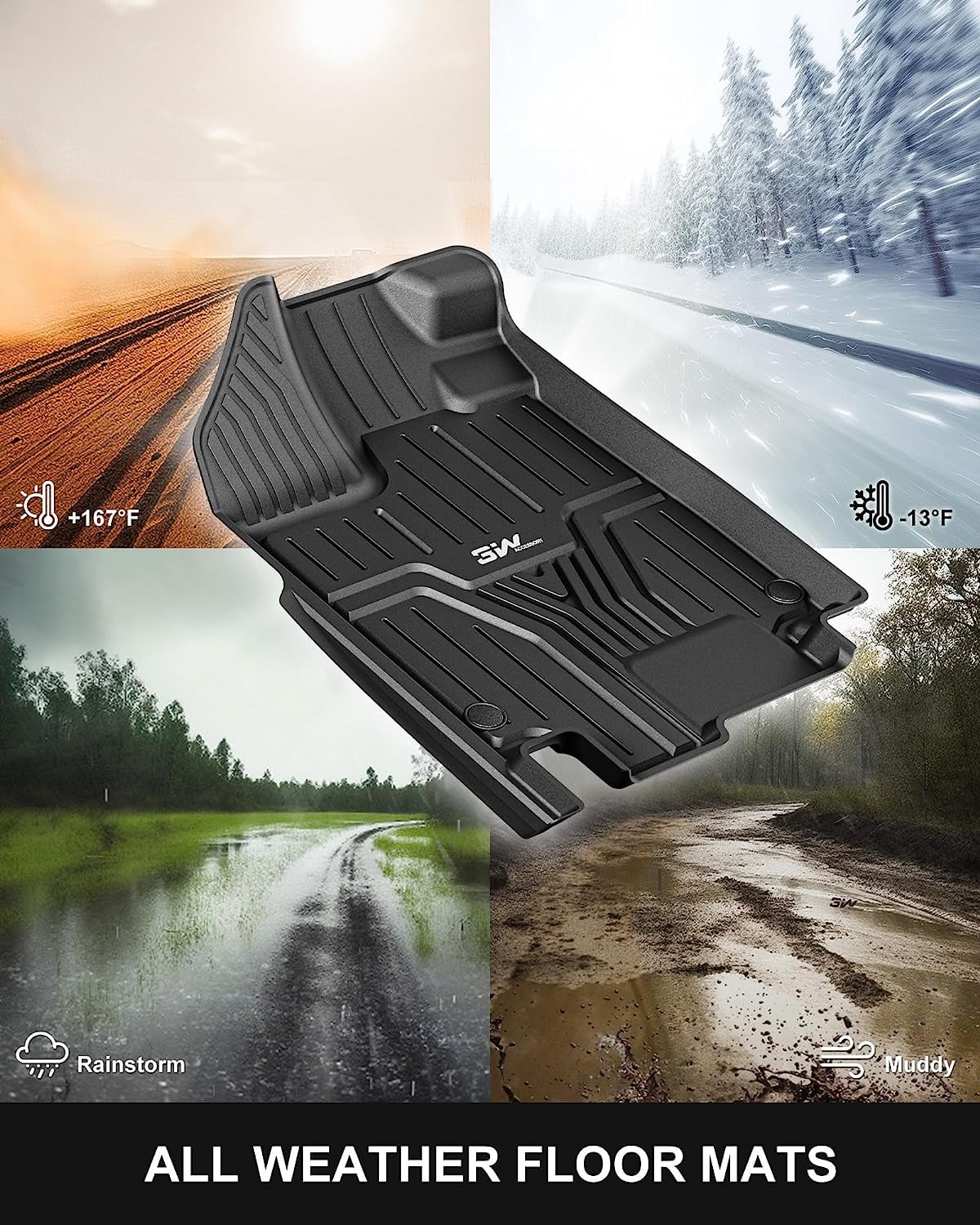 Black TPE All Weather Floor Mats and Cargo Liner M3889