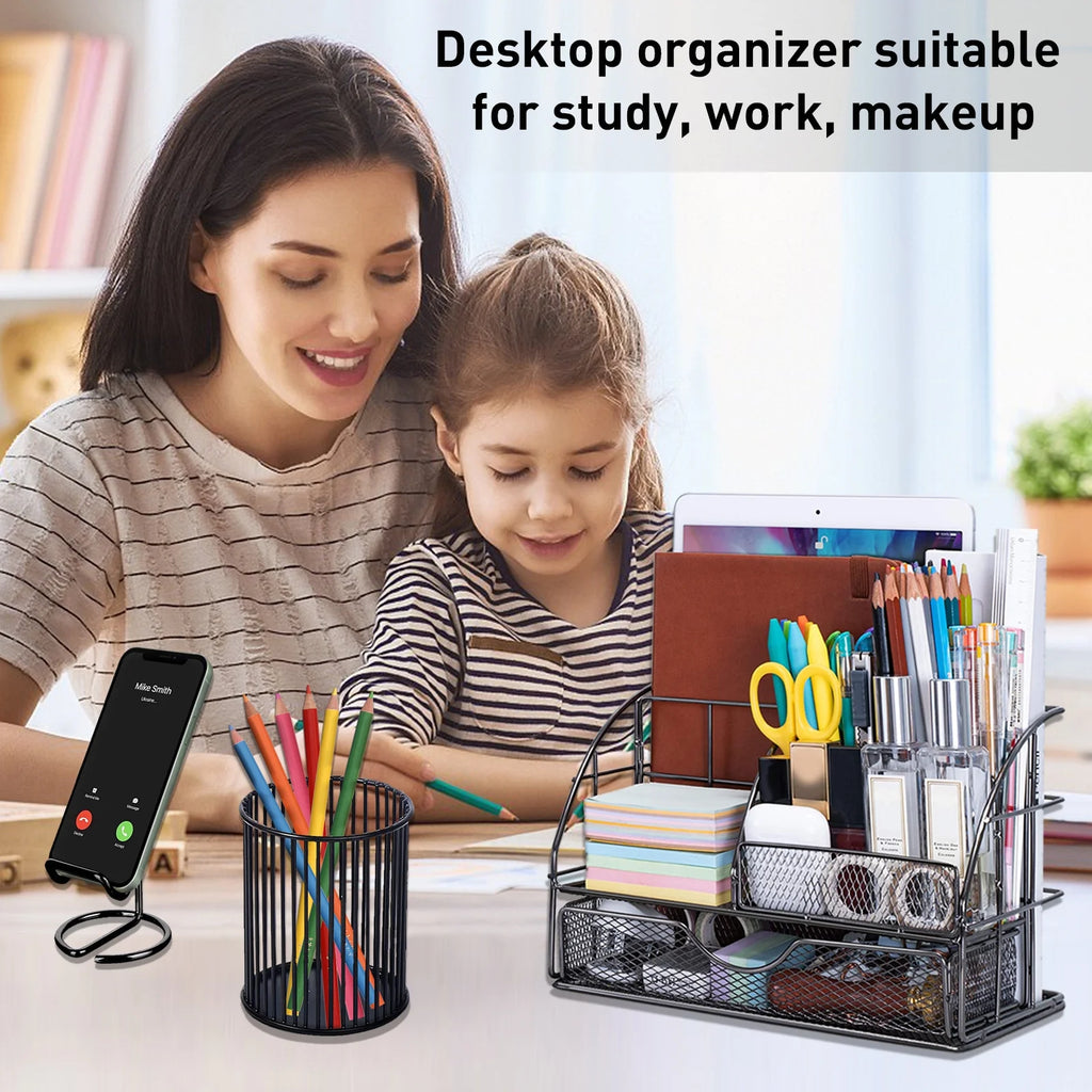 Black 3 Pcs Desk Organizer with Drawer T10129