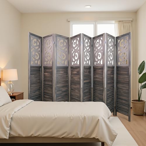 8 Panel Wood Peg Board Room Divider N613082