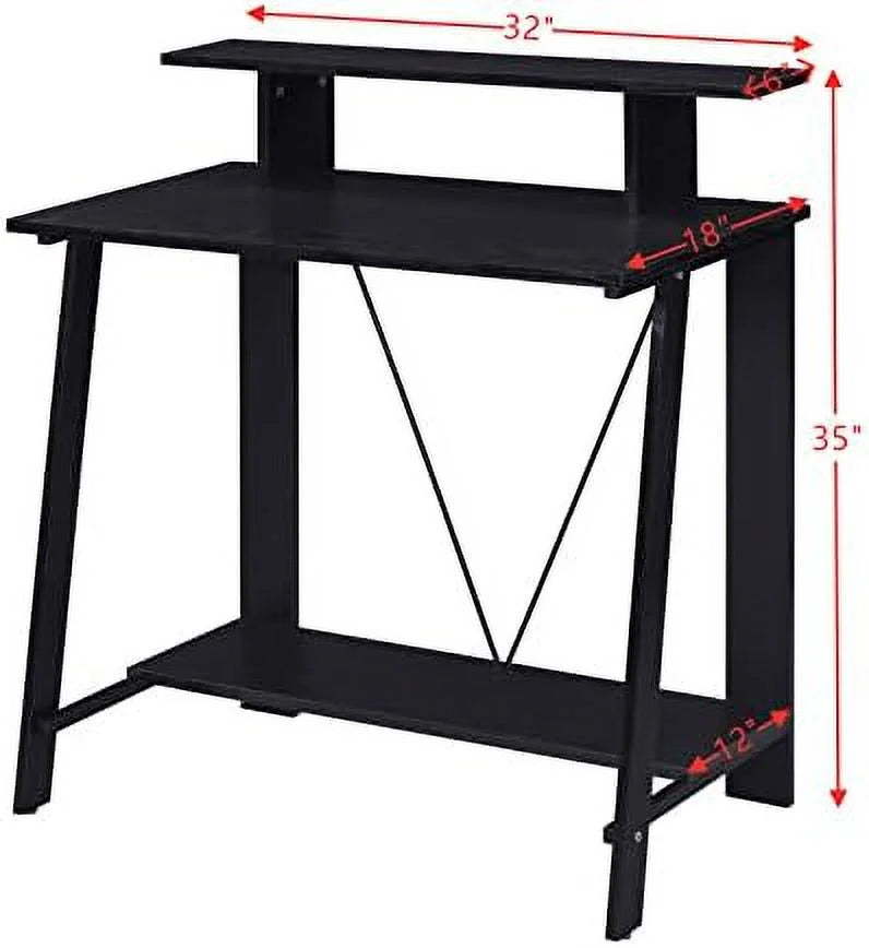 32'' Corner Computer Desk with Shelves I39032
