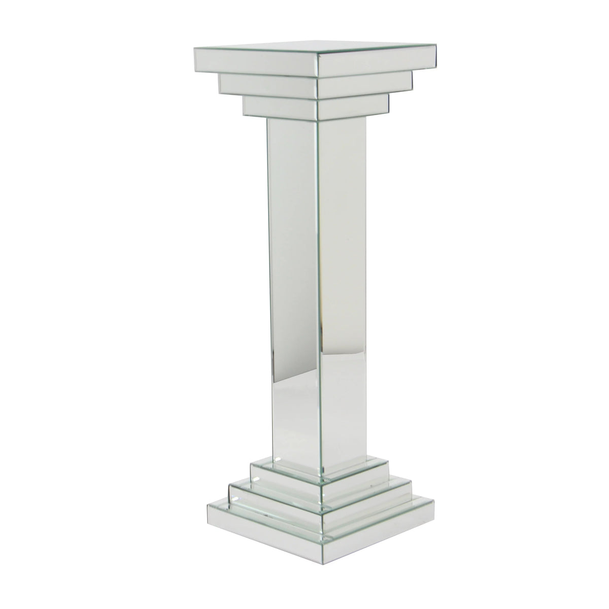 12" x 36" Silver Glass Mirrored Pedestal Table X9327