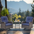 3 Pieces Wicker Patio Furniture Set with Swivel Rocking Chairs and Glass Side Table K9412