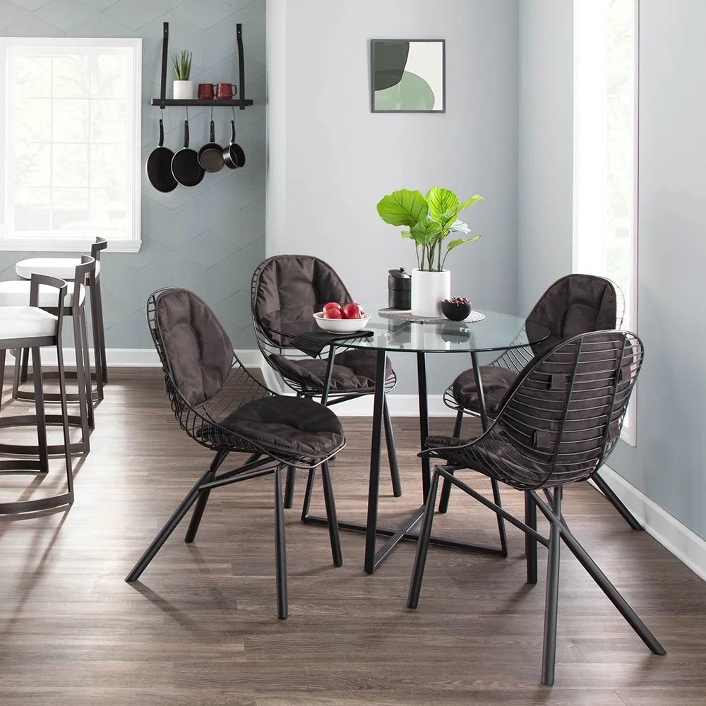 Set of 2 Metal Wired Chair with Cushions I8874