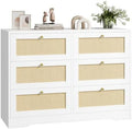 White 6 Drawer Rattan Dresser B821605