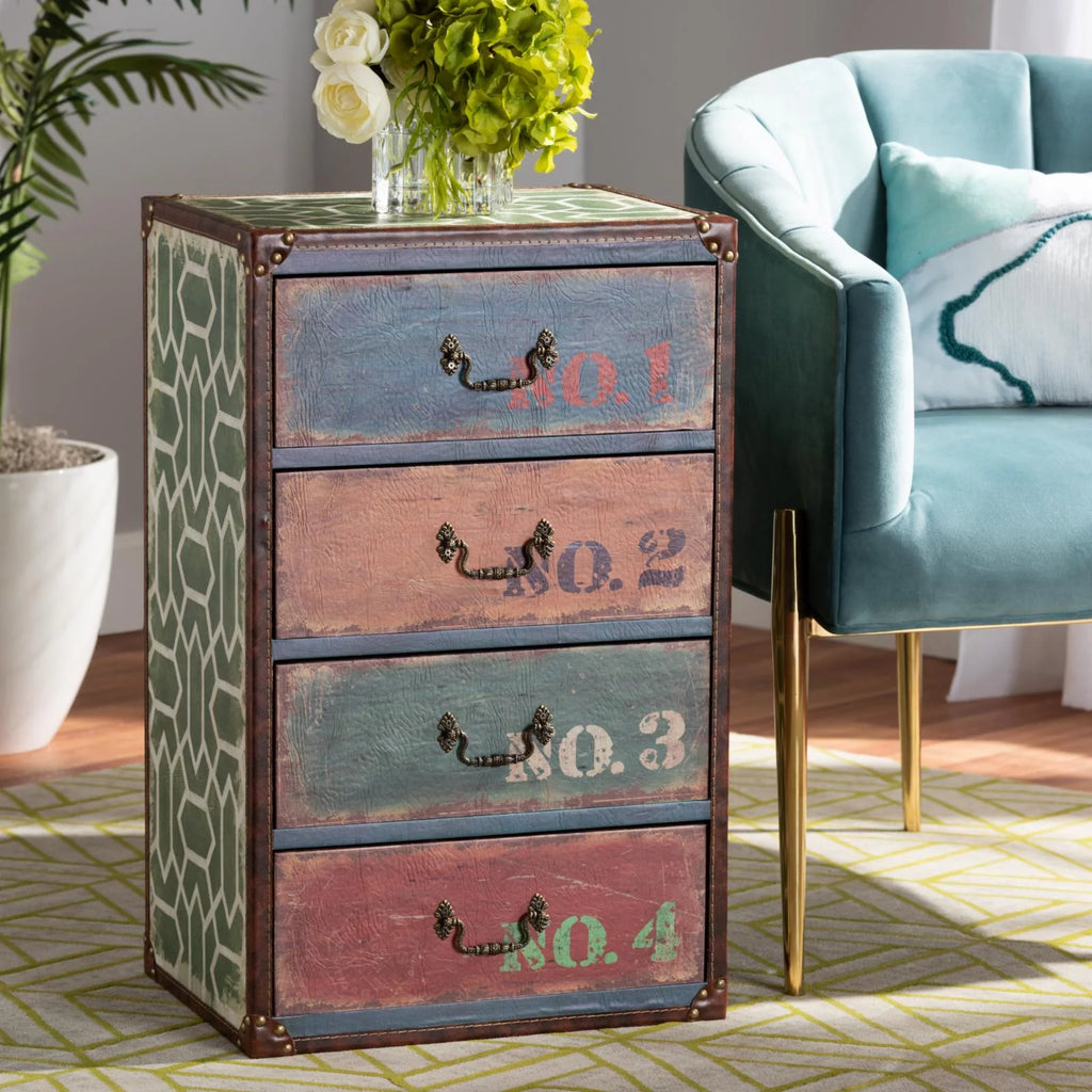Multicolor Wood 4-Drawer Accent Storage Chest H38777