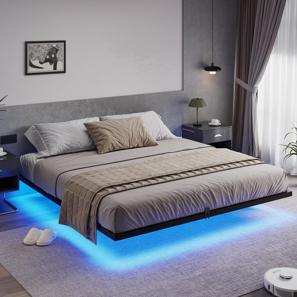 Queen Metal Platform Bed Frame with LED Lights P780
