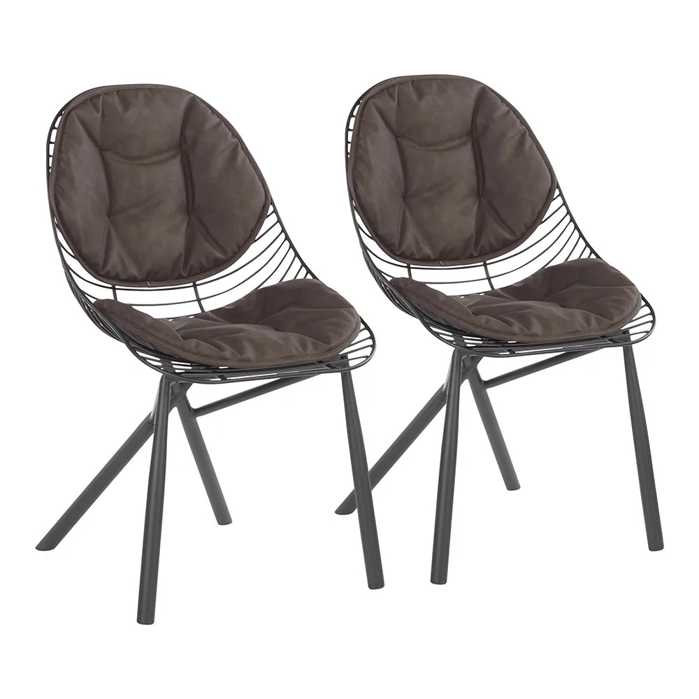 Set of 2 Metal Wired Chair with Cushions I8874
