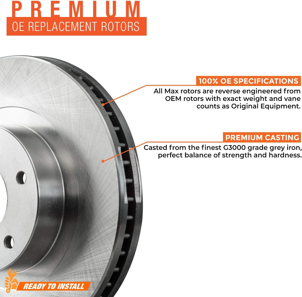 Max Brakes Premium OE Rotors with Carbon Ceramic Pads D607261