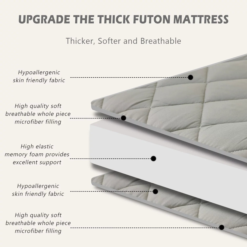 Gray Twin Quilted Futon Mattress X2837