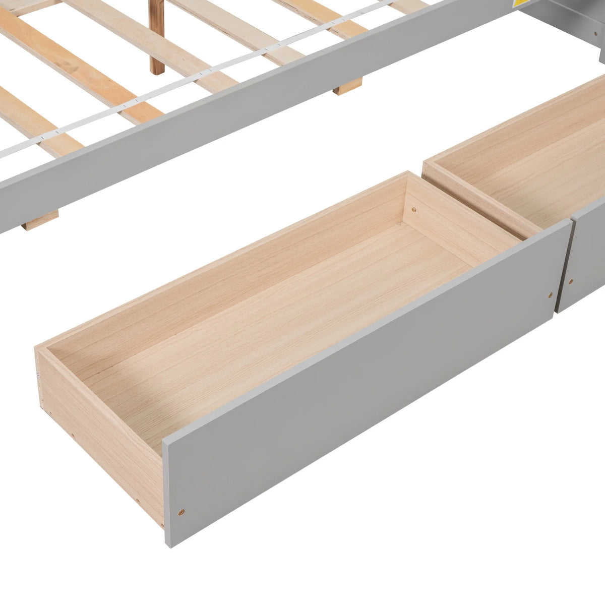 White Wooden Twin Size Platform Bed with 2 Storage Drawers E9741