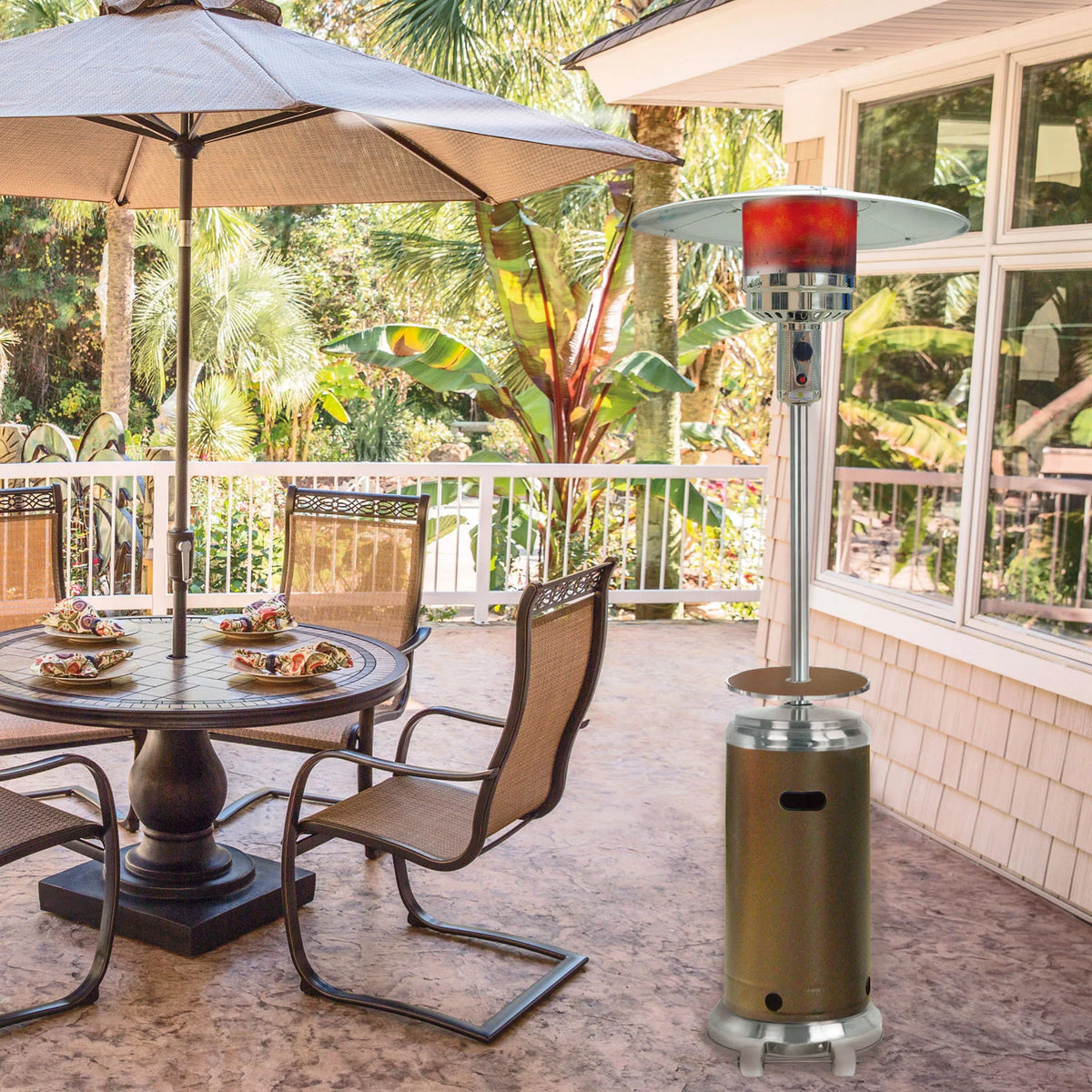 7-Ft. 48,000 BTU Steel Propane Patio Heater with Cover N974