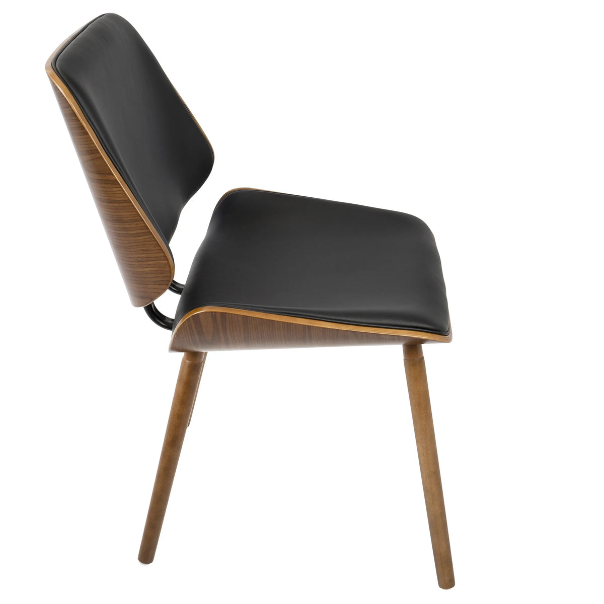 Walnut Black Faux Leather Dining/Accent Chair Set of 2 I7922