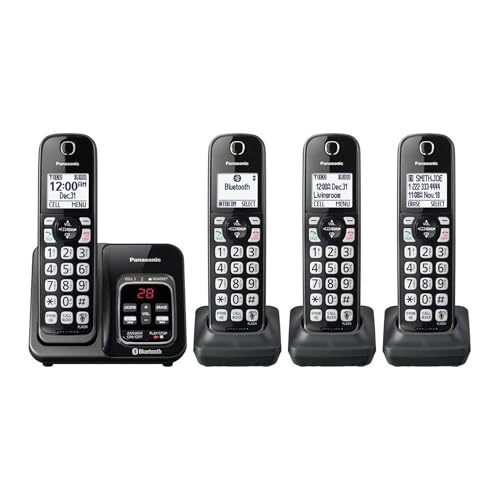 Metallic Black Cordless Phone System with 3 Handsets I965965