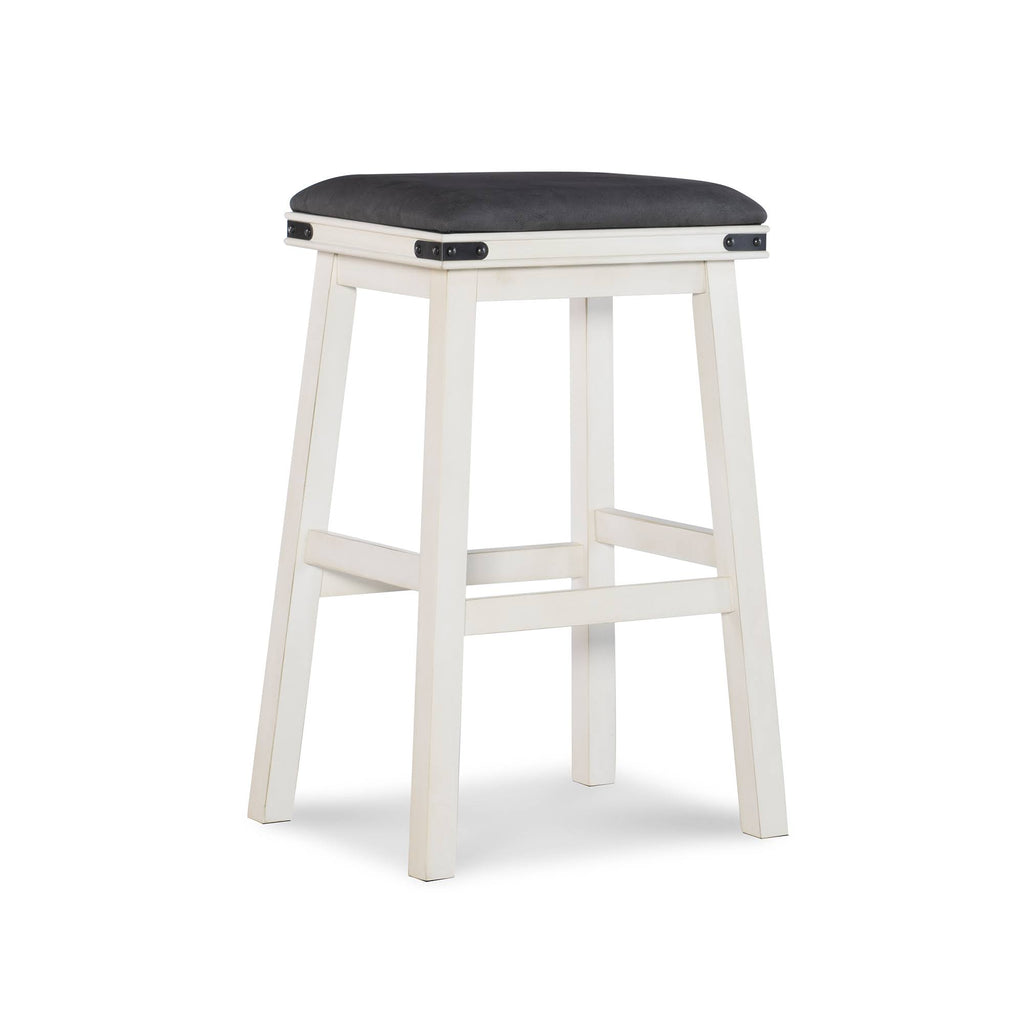 Black and White Wooden Barstool with Leatherette Seat X5557