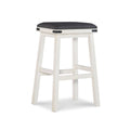 Black and White Wooden Barstool with Leatherette Seat X5557